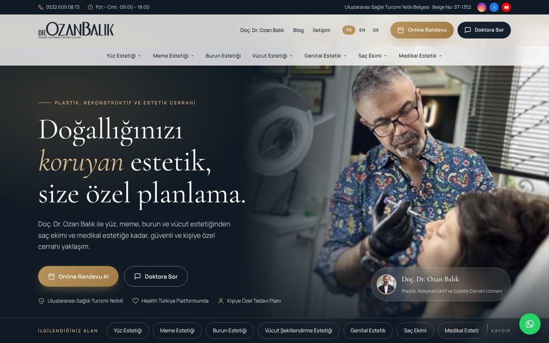 Aesthetic clinic website