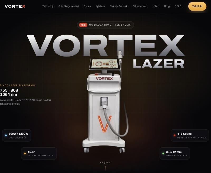 VORTEX laser hair removal device website